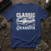 Classic Grandpa t-shirt design featuring a vintage white muscle car with gears and the text "CLASSIC GRANDPA" in bold lettering