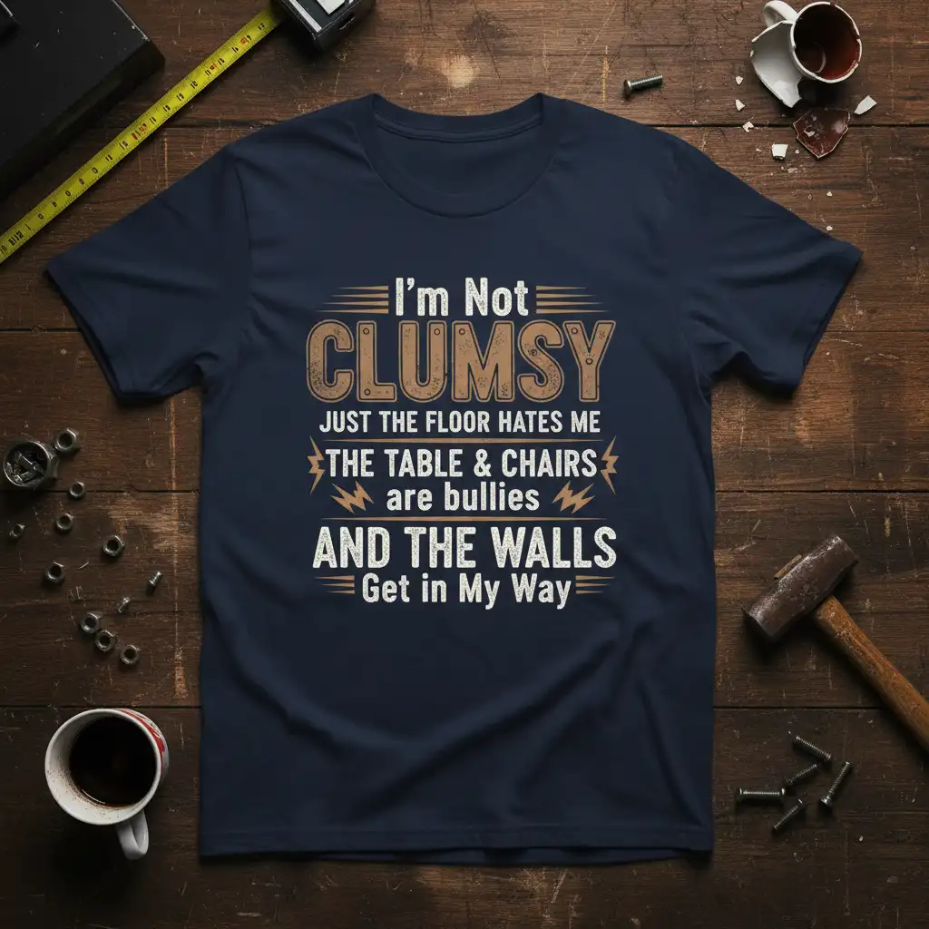 I'm Not CLUMSY JUST quote printed with detailed print on durable material t-shirt design