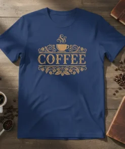 Coffee Lover graphic t-shirt with vintage text and coffee cup illustration