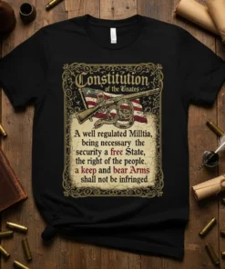 A well regulated Militia, text design featuring eye-catching typography on quality t-shirt