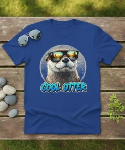 Cool Otter t-shirt design with text "COOL OTTER" and an otter wearing reflective sunglasses