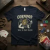 Cornpop was a bad dude t-shirt with a vintage gangster corn character holding a gun