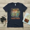 Cousin Crew 2025 Making memories TOGETHER t-shirt with a retro sunset, palm tree, and sailboat graphic