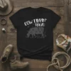 Black t-shirt with distressed graphic text "Cow Tippin' Squad" and a cow silhouette
