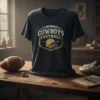 Cowboys Football T-Shirt with vintage helmet graphic and distressed texture, perfect for American football fans
