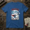 CRACK Kills T-Shirt with superhero breaking through brick wall, anti-drug message, bold red and blue design