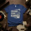 Crank Some Hank t-shirt design with vintage guitar and cowboy hat, country music theme