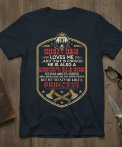 Crazy Dad Loves Me Grumpy Old Man Princess T-Shirt with bear graphic and axes