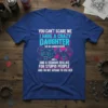 You Can't Scare Me I Have A Crazy Daughter T-Shirt with panther and demon graphics and bold text