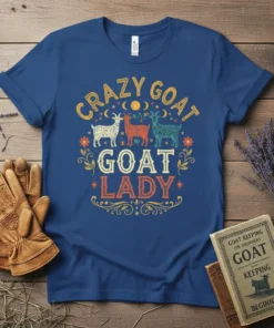 CRAZY GOAT GOAT LADY stylish graphic design printed on comfortable cotton t-shirt