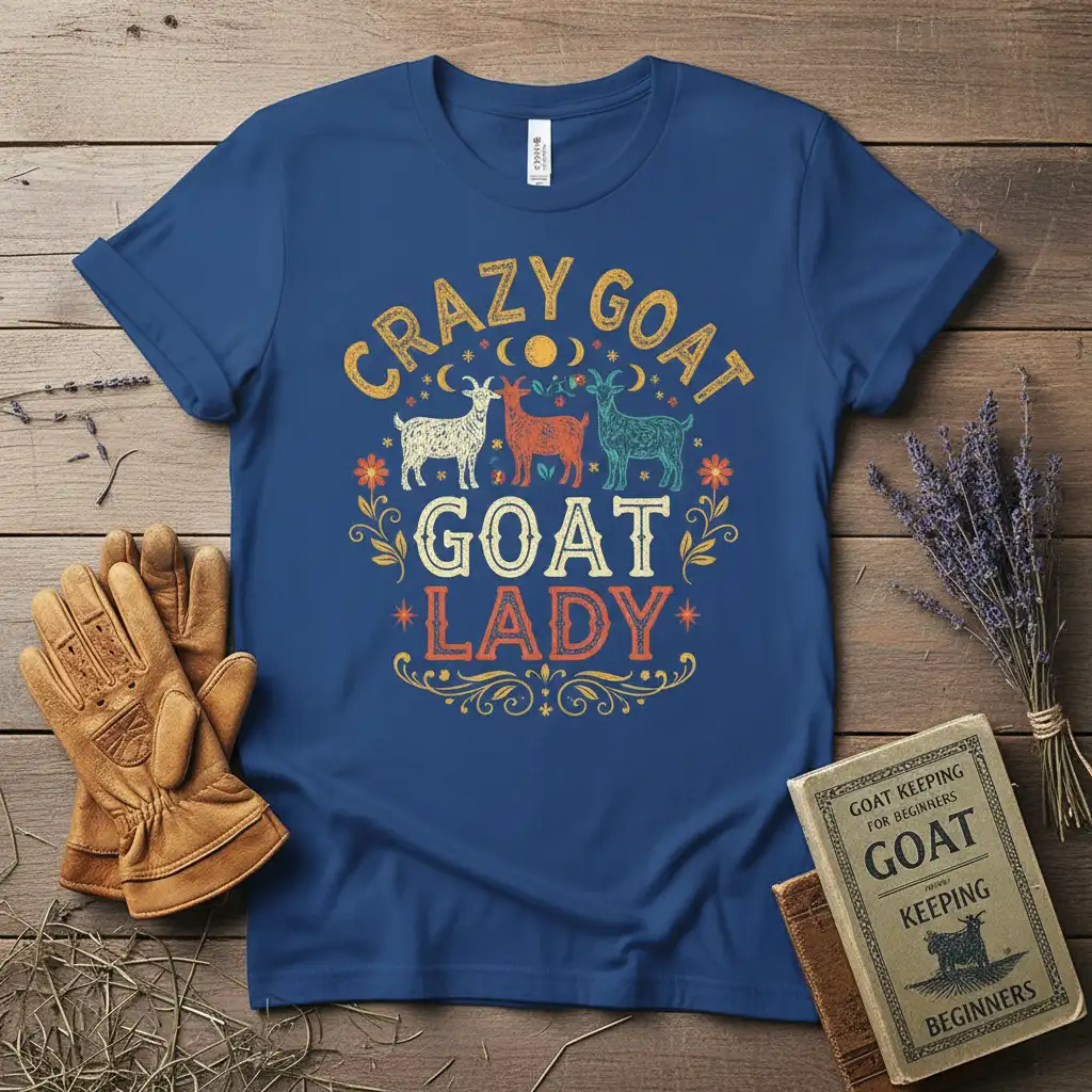 CRAZY GOAT GOAT LADY eye-catching design printed on breathable fabric creating a standout t-shirt