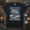 T-shirt design featuring the text "CROSSING THE DELAWARE Washington DECEMBER 25 1776 MERRY CHRISTMAS HESSIANS PREPARE TO BE TANNENBOMBED" with