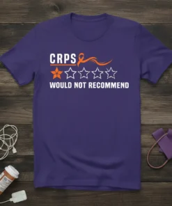 CRPS Would Not Recommend t-shirt with orange awareness ribbon and one orange star rating