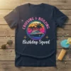 Cruising & Boozing Birthday Squad text with a cruise ship and palm trees graphic, vibrant sunset background