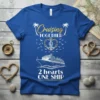 Cruising TOGETHER 2 hearts ONE SHIP eye-catching graphic design printed on comfortable cotton t-shirt