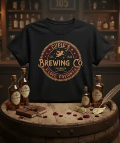 CUPID'S BREWING CO. EST. text design featuring eye-catching typography on quality t-shirt