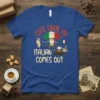 Cute Until My Italian Comes Out text with Italian flag tree graphic on blue t-shirt