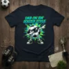 Soccer ball wearing sunglasses doing the dab dance with "Dab On Em' Soccer Style" text on a navy t-shirt
