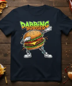 DABBBING BURGER eye-catching graphic design printed on comfortable cotton t-shirt