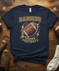 Dabbing Dabbing Football T-Shirt featuring a football graphic with lightning bolts and text that reads DABBING DABBING FOOTBALL