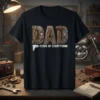 Dad Fixer of Everything t-shirt design with gears, tools, and text. Features the phrase "DAD FIXER OF EVERYTHING" in a