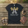 Black t-shirt with "DAD Making Socks and Sandals Look Cool Since...Forever" text and a graphic of socks and sandals