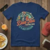 Dad Tax Making Sure It's Not Poison humorous quote t-shirt with skeleton graphic holding fries and a drink