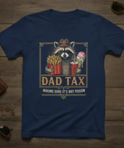 Dad Tax Making Sure It's Not Poison T-Shirt with a raccoon holding fries and ice cream