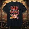 Dad of the Birthday Boy circus design on a black t-shirt, featuring animals and carnival elements