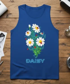 Daisy Tech Flowers stylish graphic design printed on comfortable cotton t-shirt
