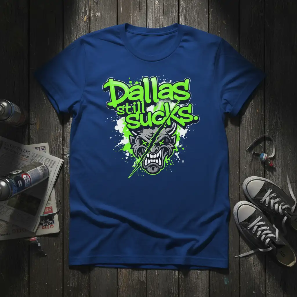 Dallas still sucks. eye-catching design printed on quality cotton blend creating a standout t-shirt