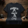 Dangle Snipe Celly hockey quote t-shirt with white text and graphics of hockey players