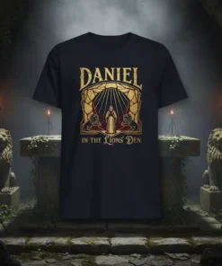 DANIEL IN THE LIONS' DEN bold graphic design printed on comfortable cotton t-shirt