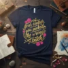 Navy t-shirt with gold glitter text "dear cancer, you picked the wrong bitch" surrounded by a floral and sword design