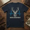 Deer Heartbeat T-Shirt design featuring a deer's head with a blue heartbeat line across its chest