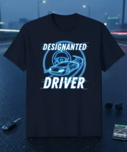 DESIGNANTED DRIVER detailed graphic design printed on comfortable cotton t-shirt