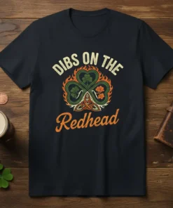 Dibs on the Redhead T-Shirt with a fiery shamrock design and Celtic knot detail