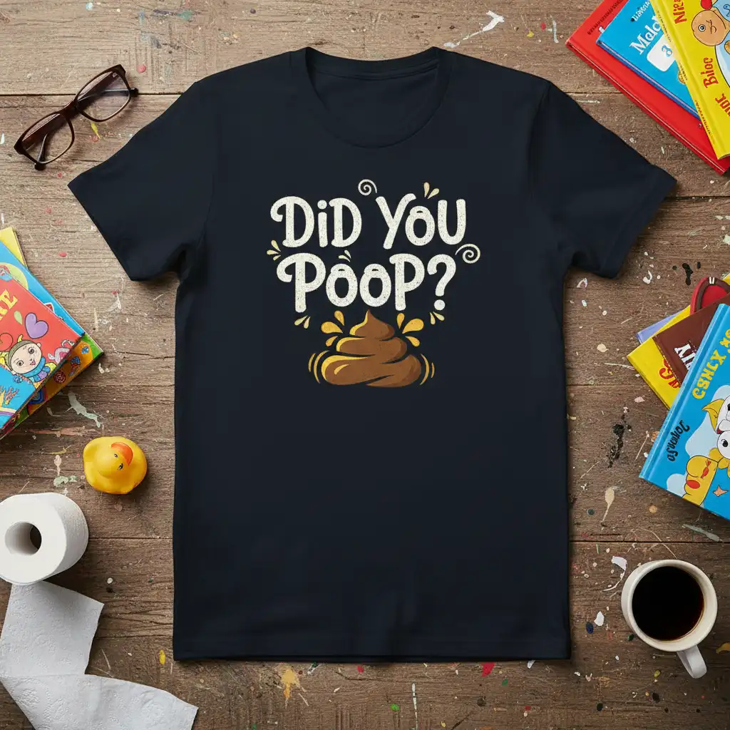 Did You Poop? humorous toddler t-shirt featuring a cartoon poop graphic and whimsical lettering