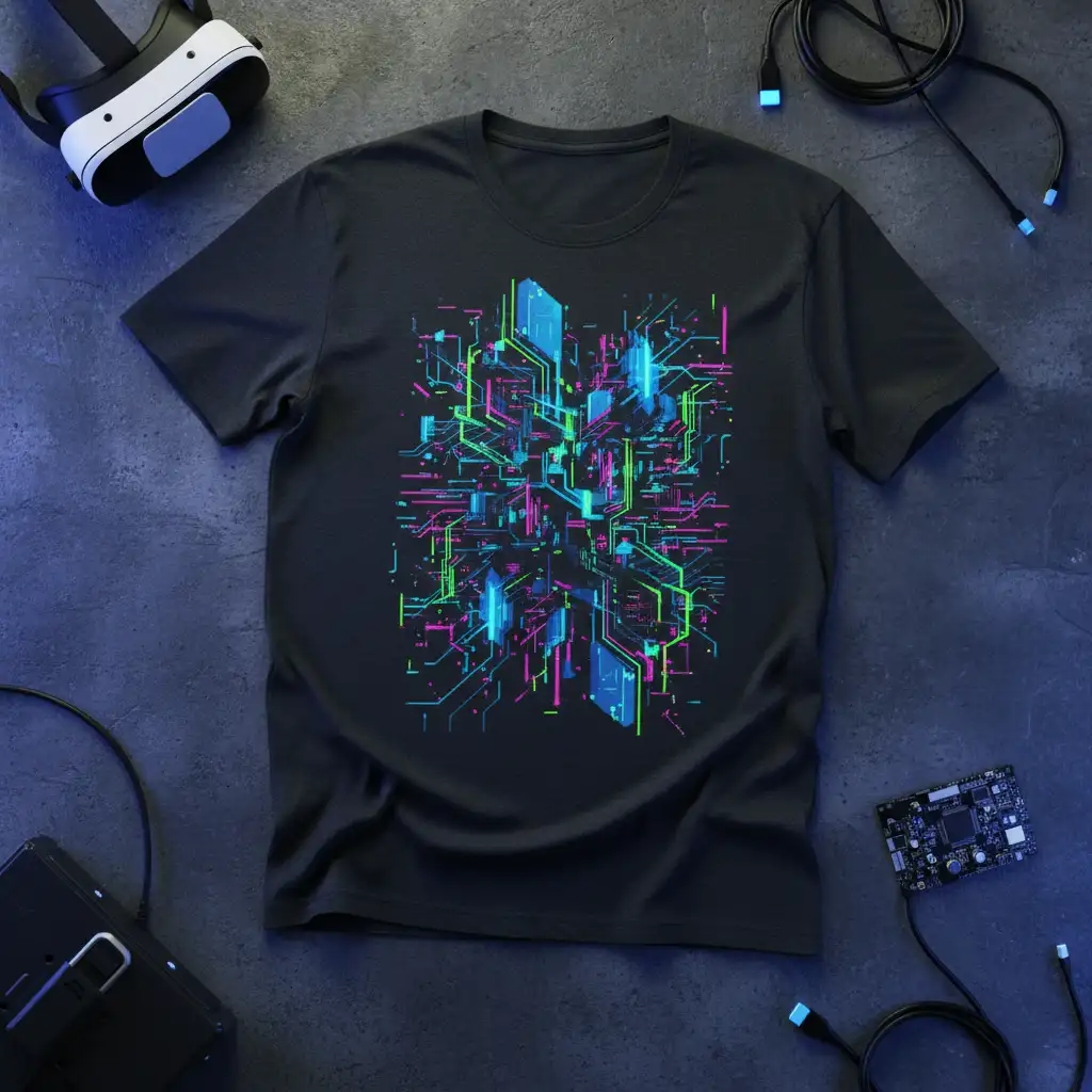 Digital Circuit Board Design bold typography printed on durable material creating a standout t-shirt
