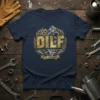 DILF Est. Unknown vintage mechanic t-shirt design with piston, gears, and wrenches