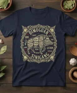 Dimuguan Sinigang BBQ Lechon text design featuring eye-catching typography on quality t-shirt