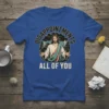 Disappointments All Of You Jesus humor t-shirt design with Jesus surrounded by clouds and lightning