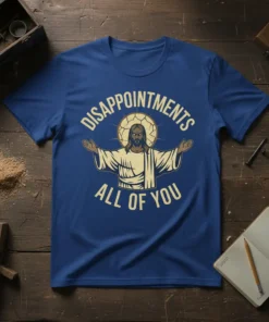 Disappointments All Of You Jesus humor t-shirt with a graphic of Jesus and text