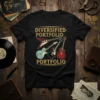 Diversified Portfolio Guitar T-Shirt featuring a collection of electric and acoustic guitars with the text "Diversified Portfolio PORTFOLIO"