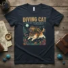 Diving Cat Explore the Deep Blue t-shirt with a cat in vintage diving gear exploring underwater ruins and fish
