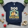 Dog Daycare Is A Work Of Heart T-Shirt featuring three cute dogs inside a decorative frame