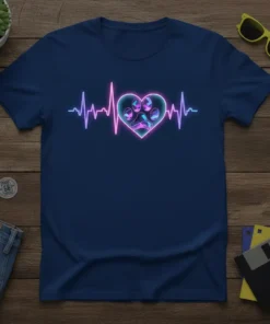 Dog Heartbeat Paw Print unique graphic design printed on comfortable cotton t-shirt