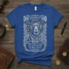 Labrador retriever design on blue t-shirt with text "DOG spelled Backwards is GOD" and "That Dogs are God's way of
