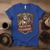 Dogs and Coffee Make Me Feel Less Murdery bulldog graphic t-shirt design with coffee cup