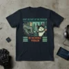 T-shirt featuring a cyberpunk cat and a robotic fist with the quote "Don't Be Part Of The Problem Be The